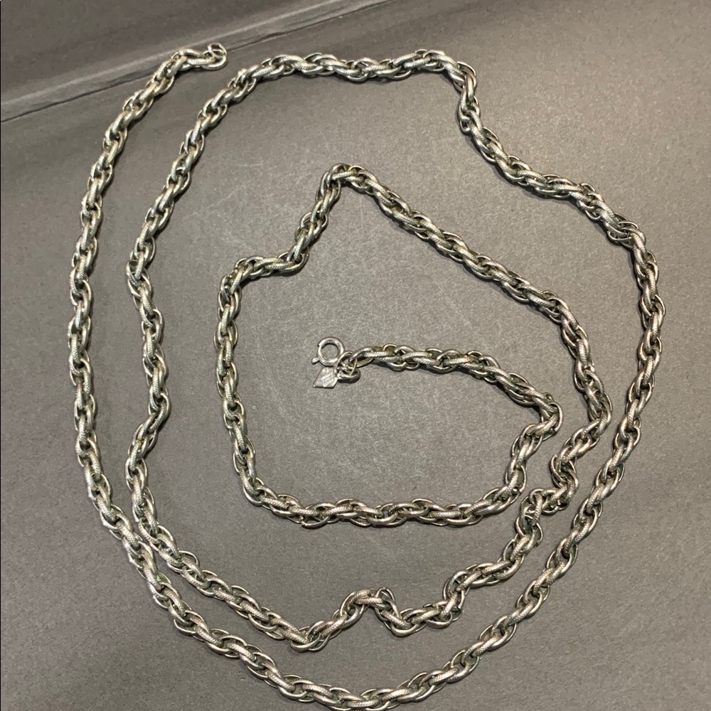 Vintage Sarah Coventry long Silver Rope Chain Necklace #311